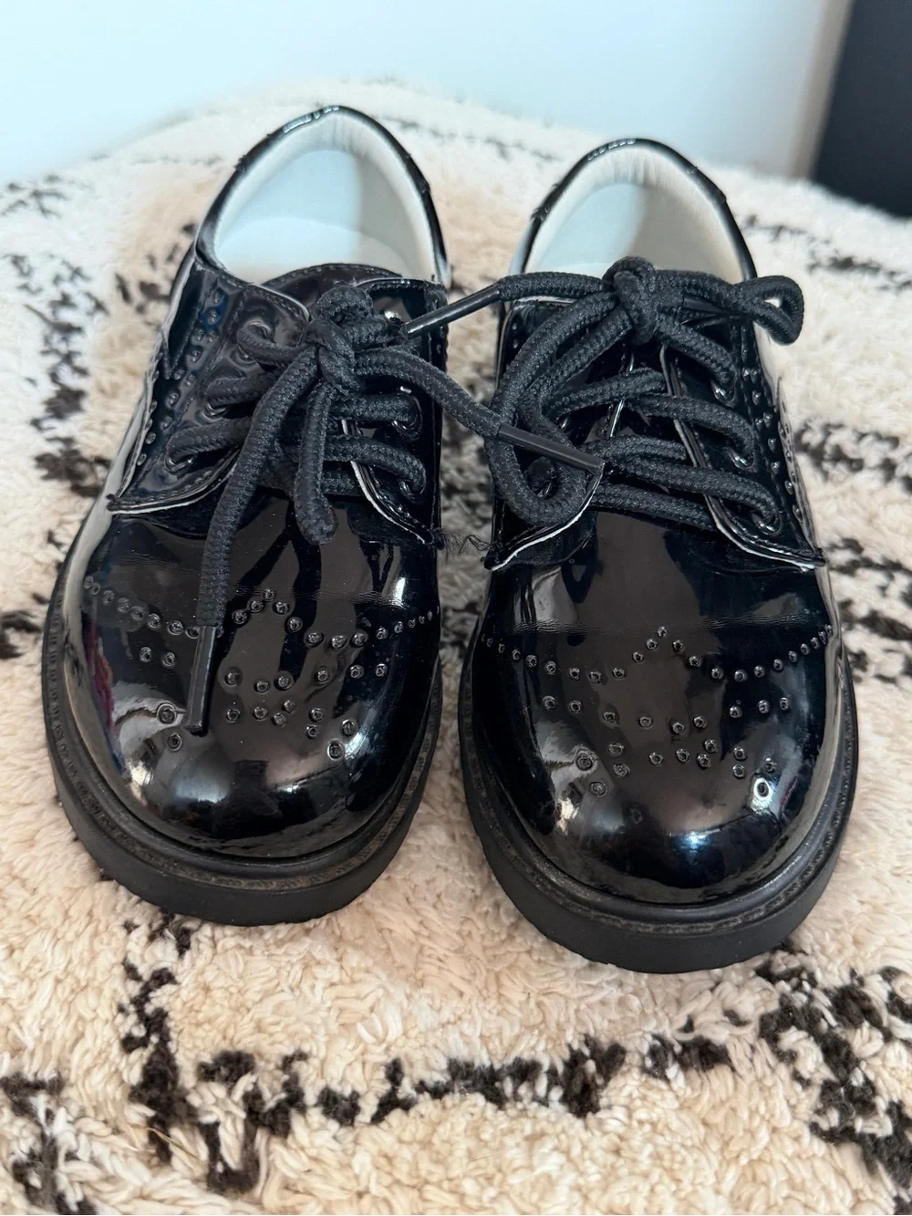 Kids Black Patent Wingtip Oxford Dress Shoes EU 27 US 10